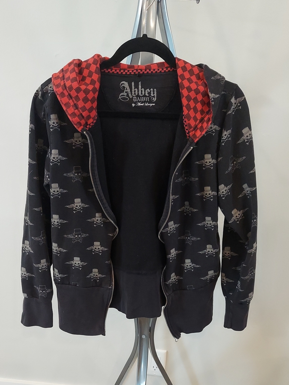 Abbey Dawn Avril Lavigne Black & White Skull Hoodie